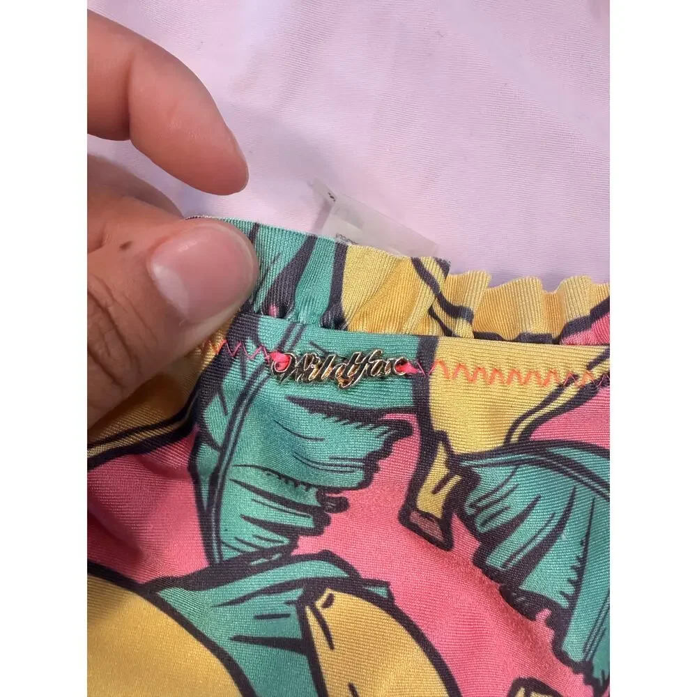 Wildfox Pink Banana Print Ruffle One-Piece Monokini Swimsuit XS/S